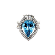 Pear shaped Aquamarine and Diamond Halo Ring