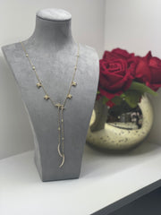 Half Moon and stars Diamond set lariat 18k yellow gold Necklace