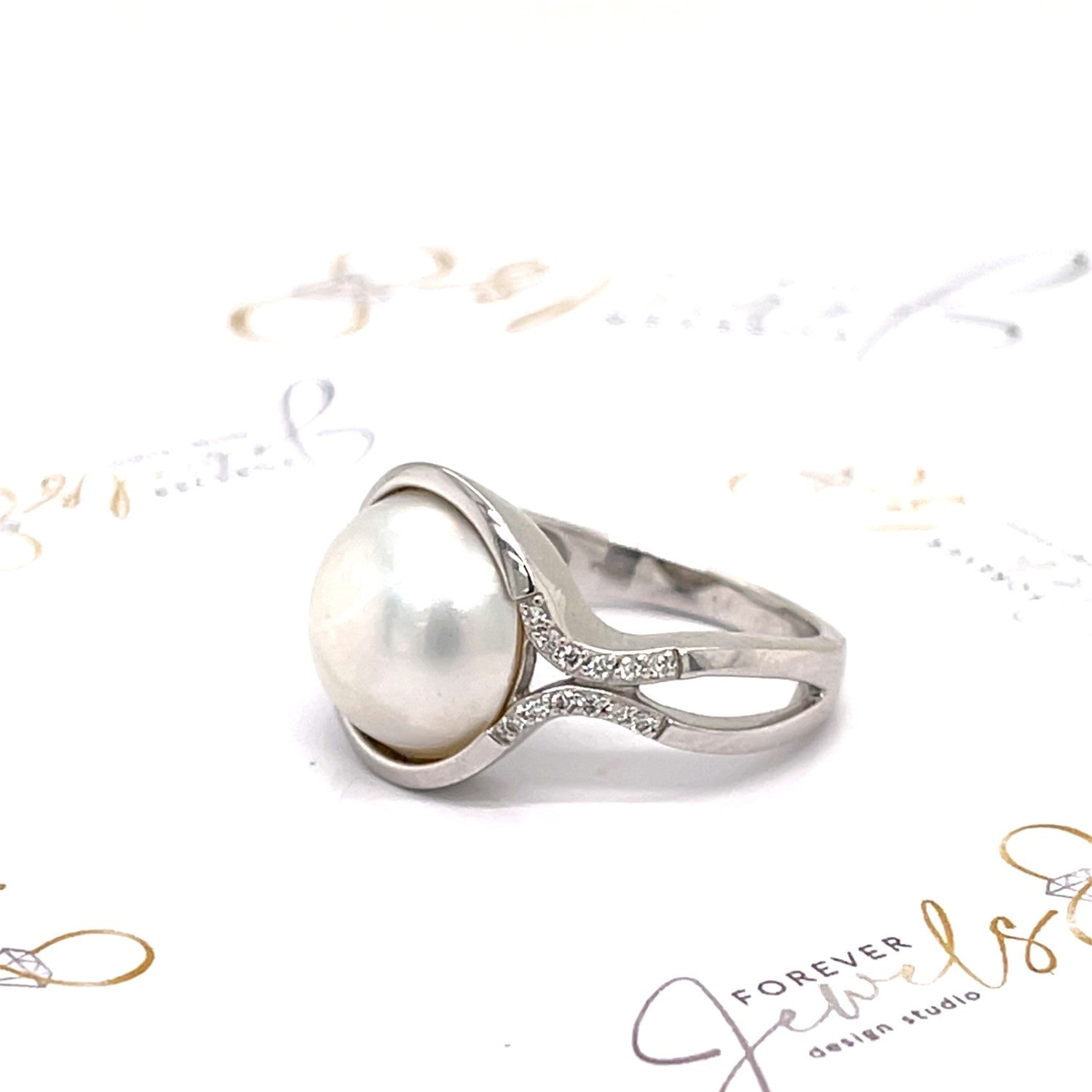 18 carat White gold Pearl Ring - ForeverJewels Design Studio 8