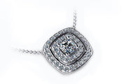 18 Carat White Gold Pendant set with Cushion Cut and Round Brilliant Diamonds. - ForeverJewels Design Studio 8