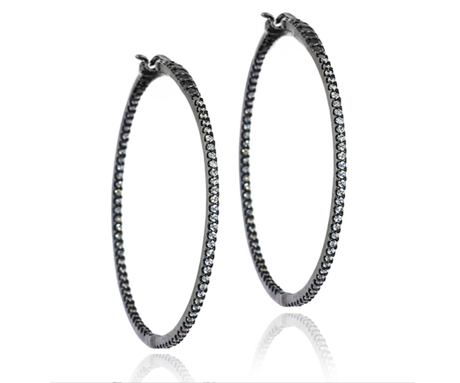 18ct black rhodium gold hoop earrings set with black diamonds - ForeverJewels Design Studio 8