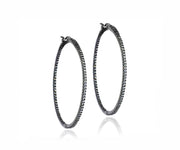 18ct black rhodium hoop earrings with black round diamonds - ForeverJewels Design Studio 8
