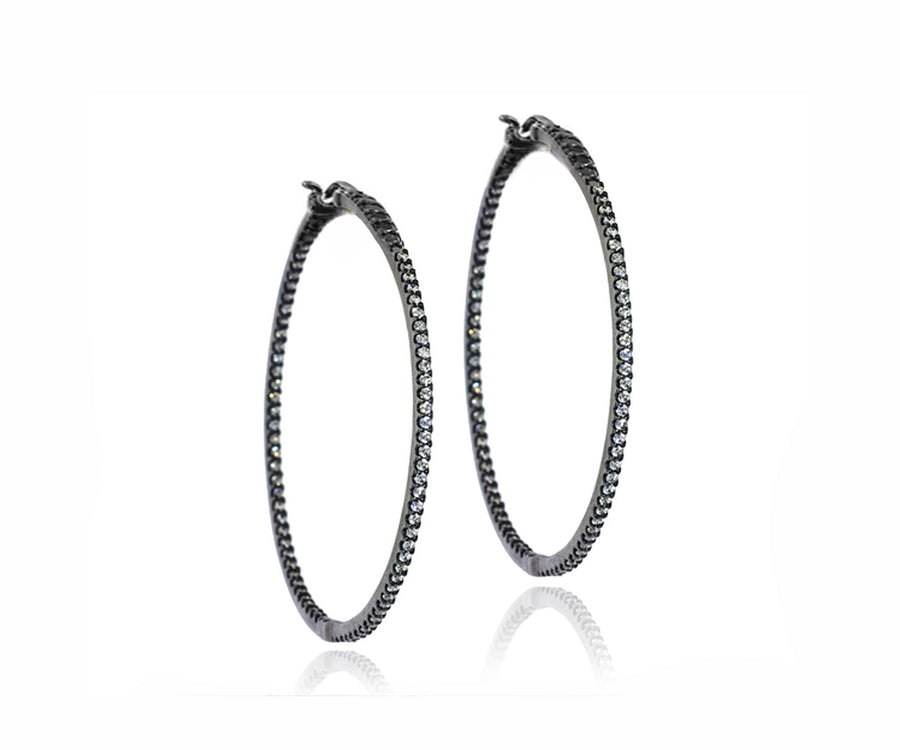 18ct black rhodium hoop earrings with black round diamonds - ForeverJewels Design Studio 8