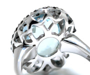 18ct Oval Aquamarine Halo Black & White Diamond Ring - ForeverJewels Design Studio 8