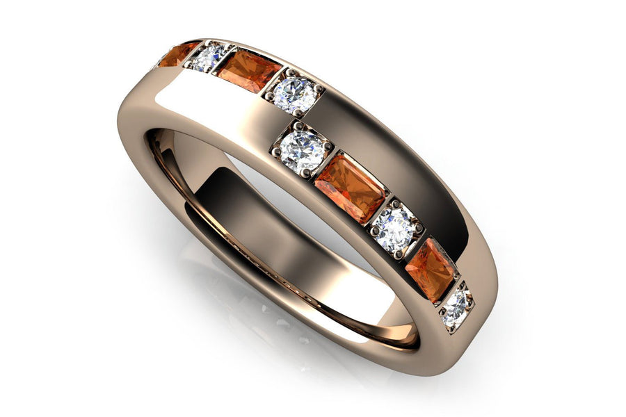 18ct Rose Gold band with round brilliant diamonds cognac emerald diamonds - ForeverJewels Design Studio 8