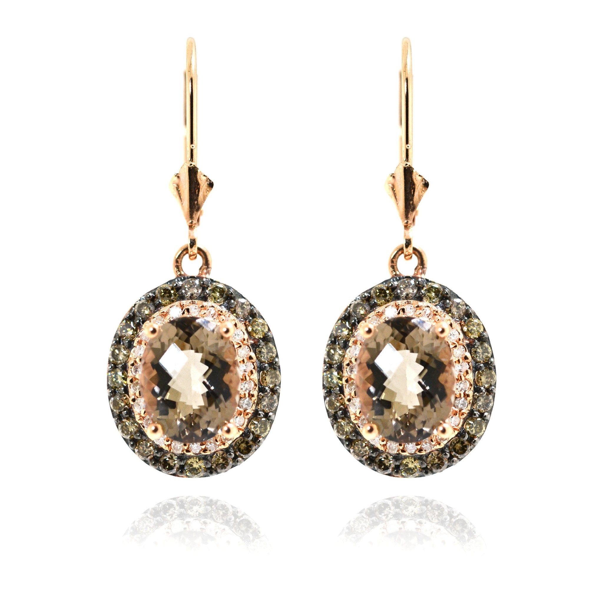 18ct Rose gold halo earrings with smokey quartz - ForeverJewels Design Studio 8