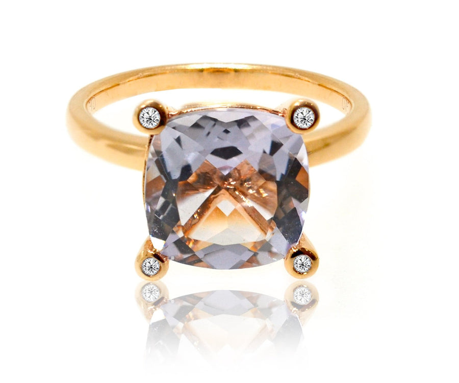 18ct Rose gold purple amethyst dress ring with diamonds - ForeverJewels Design Studio 8