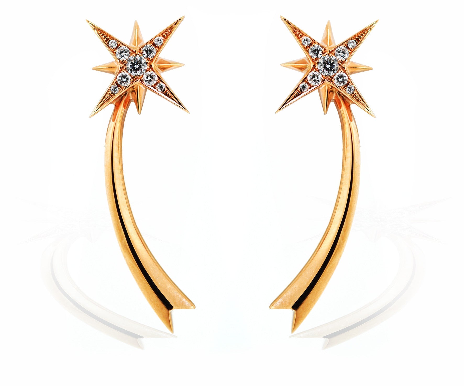 18ct Rose gold round brilliant diamond star earrings - ForeverJewels Design Studio 8