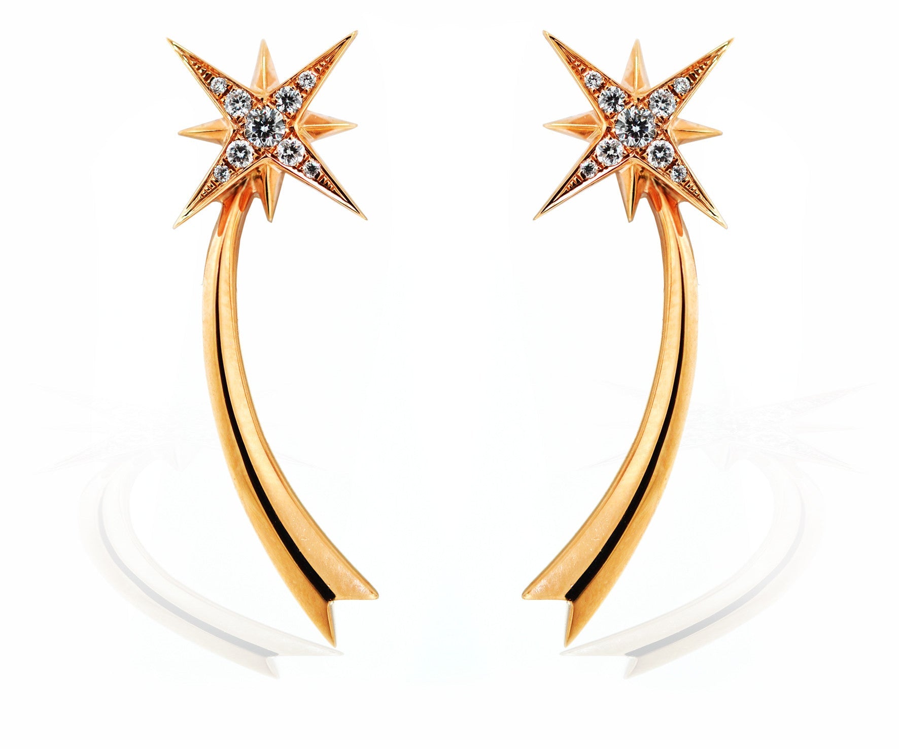 18ct Rose gold round brilliant diamond star earrings - ForeverJewels Design Studio 8