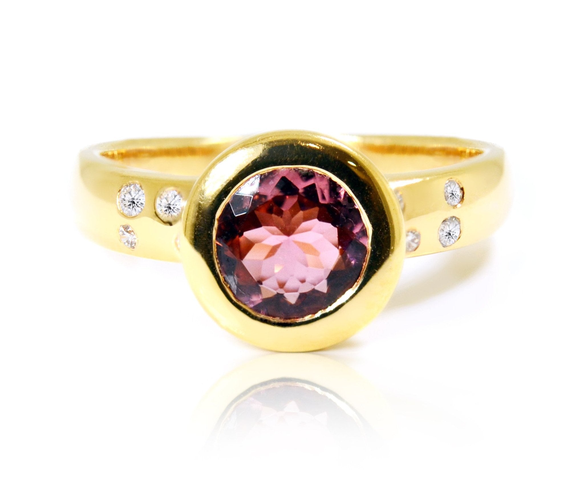 18ct Rose gold round tourmaline dress ring with diamonds - ForeverJewels Design Studio 8