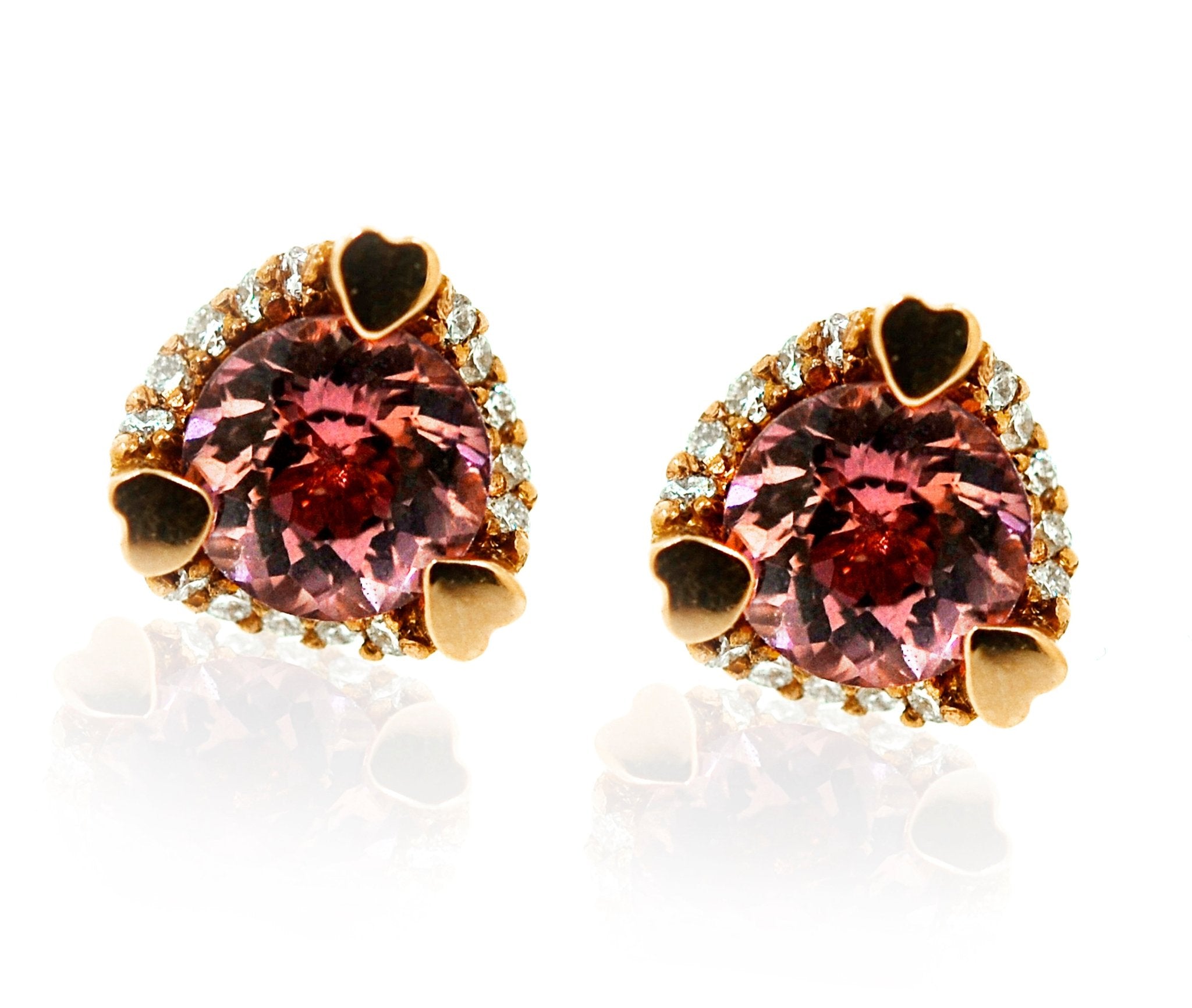 18ct Rose Gold/ WG Studs Malaya Garnet Earrings - ForeverJewels Design Studio 8