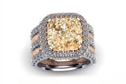 18ct Rose & white gold cushion cut morganite ring with grain set diamonds - ForeverJewels Design Studio 8