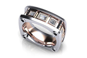 18ct Rose & white gold emerald & princess cut diamond gents ring - ForeverJewels Design Studio 8