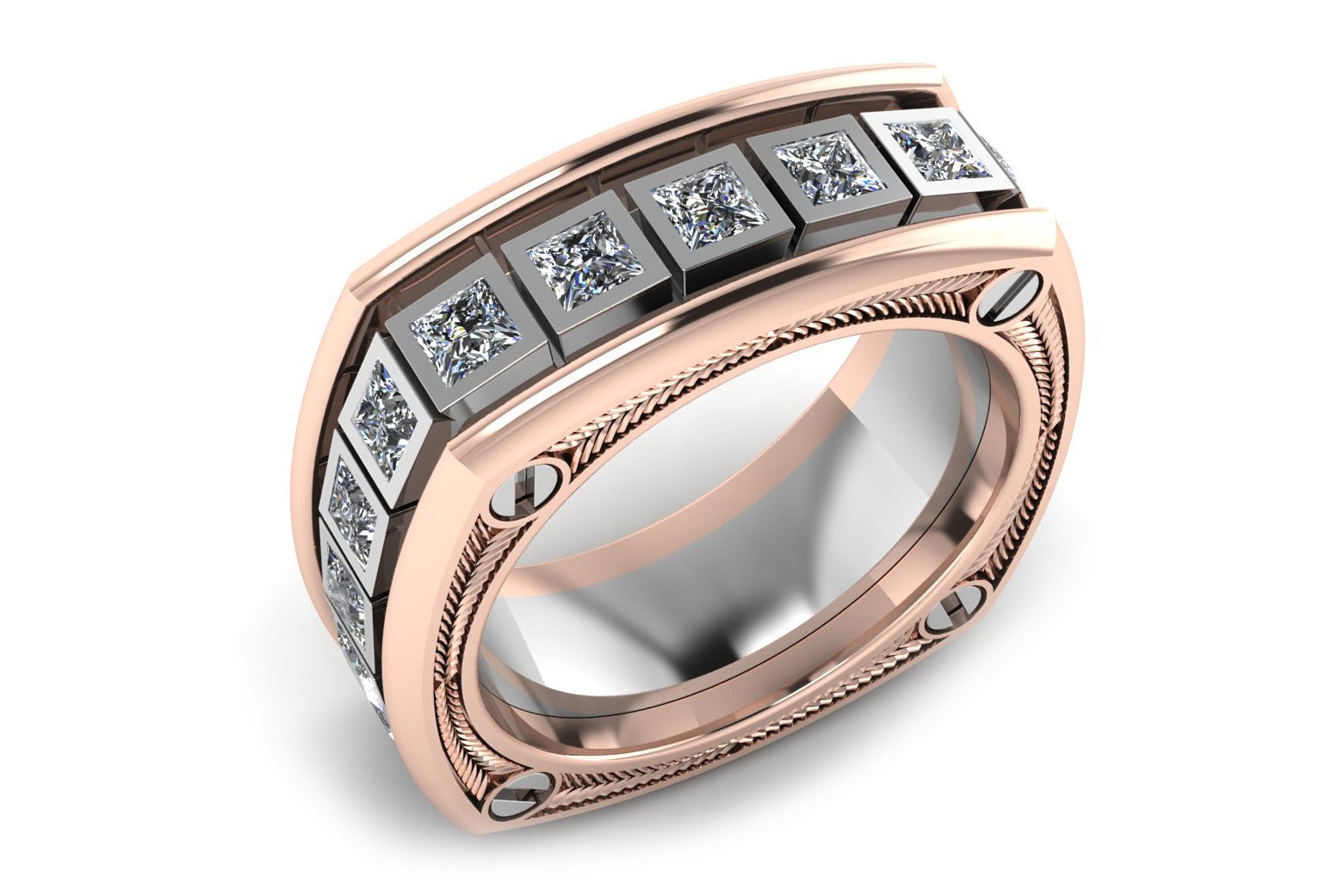 18ct Two Toned Rose & White Gold Princess Diamonds - ForeverJewels Design Studio 8
