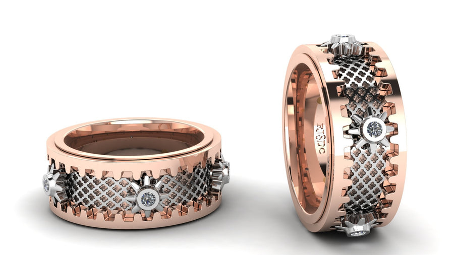 18ct "Wheel of Life" Two Toned Gold Men's Ring - ForeverJewels Design Studio 8