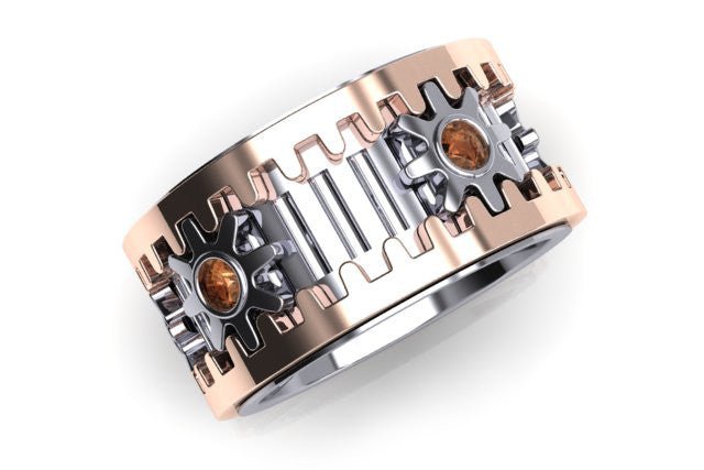 18ct "Wheel of Life" Two Toned Gold Men's Ring - ForeverJewels Design Studio 8