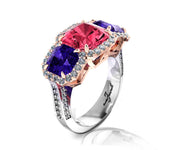 18ct White and rose gold 2.68ct tanzanite and tourmaline dress ring - ForeverJewels Design Studio 8