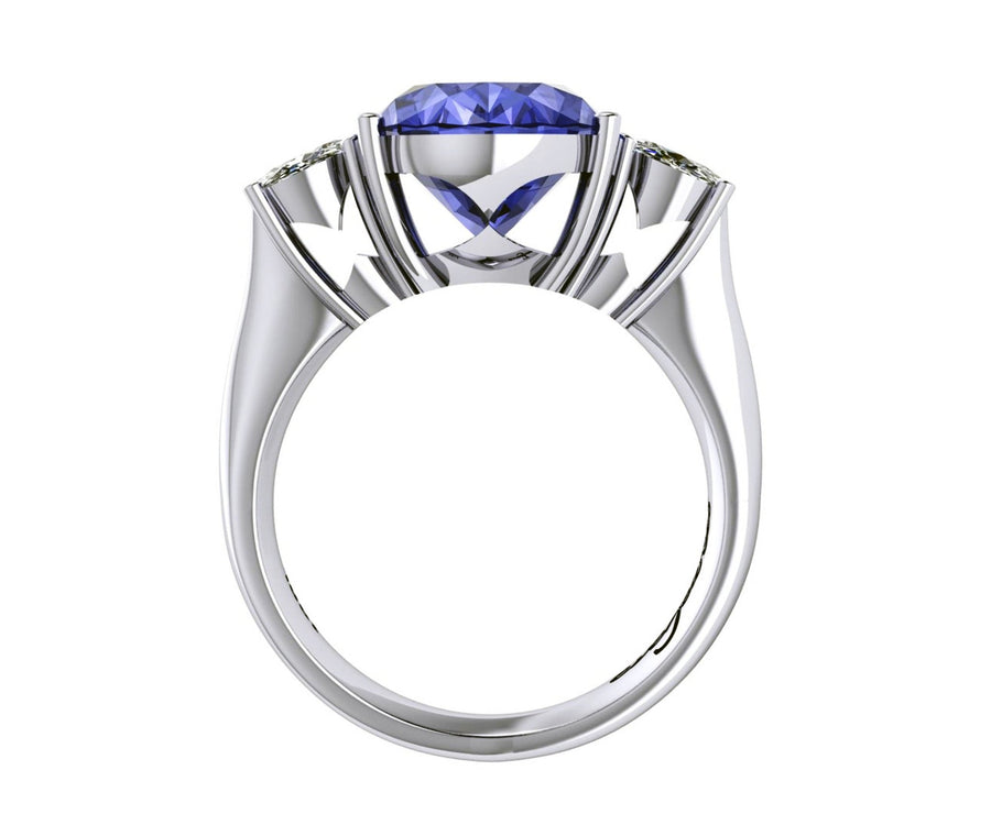 18ct White gold 5.54ct oval tanzanite and diamond dress ring - ForeverJewels Design Studio 8