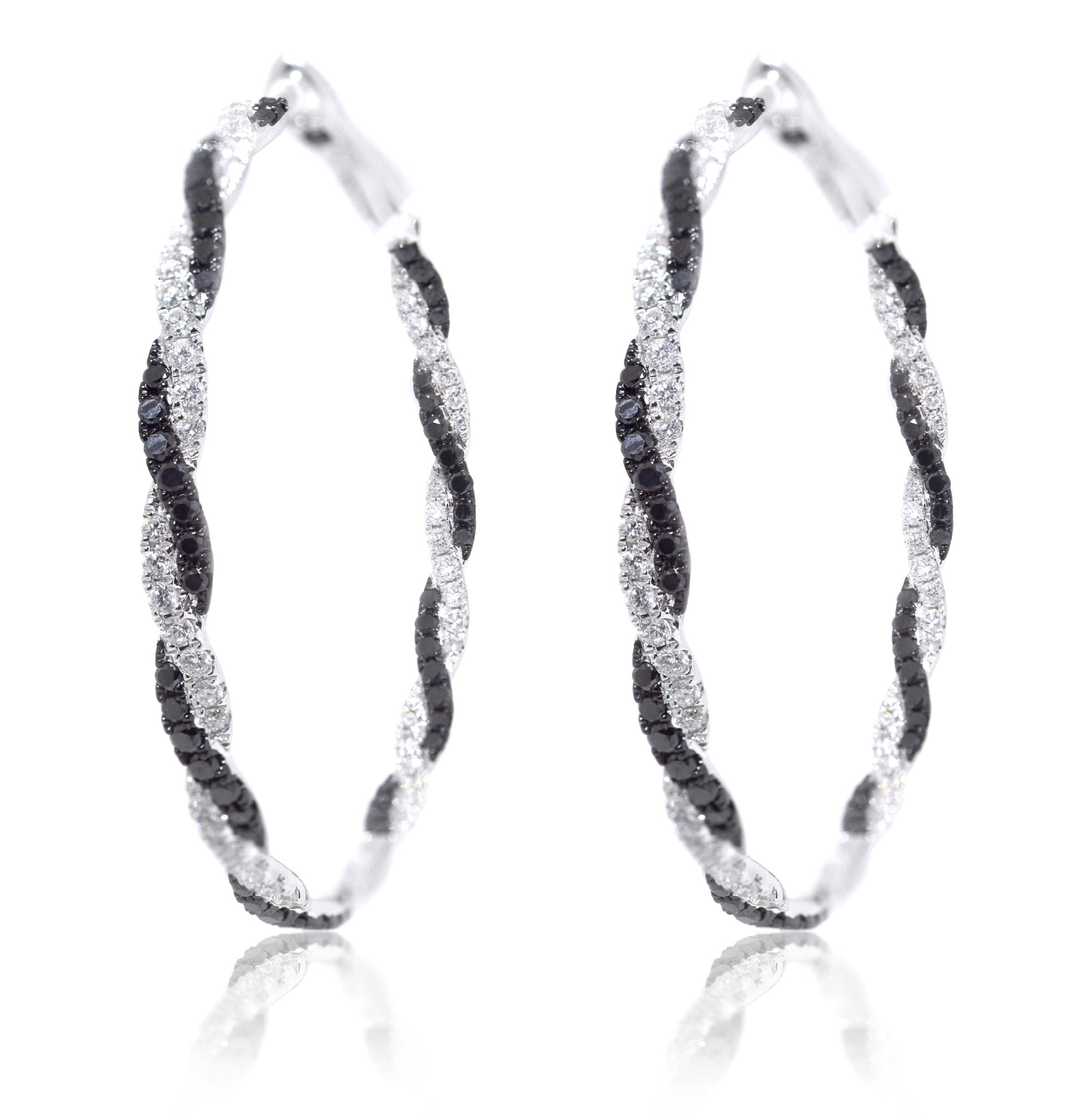 18ct White Gold Black and White Crossover Diamond Earrings - ForeverJewels Design Studio 8