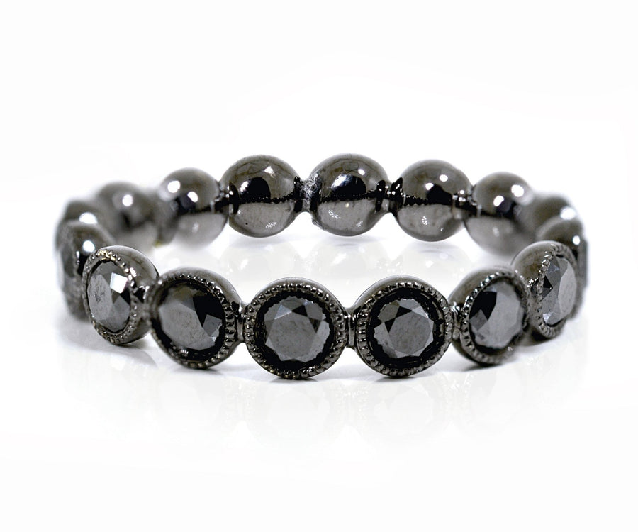 18ct White gold black rhodium dress ring with round black diamonds - ForeverJewels Design Studio 8