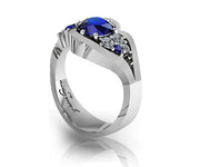 18ct White gold blue sapphire diamond dress ring - ForeverJewels Design Studio 8