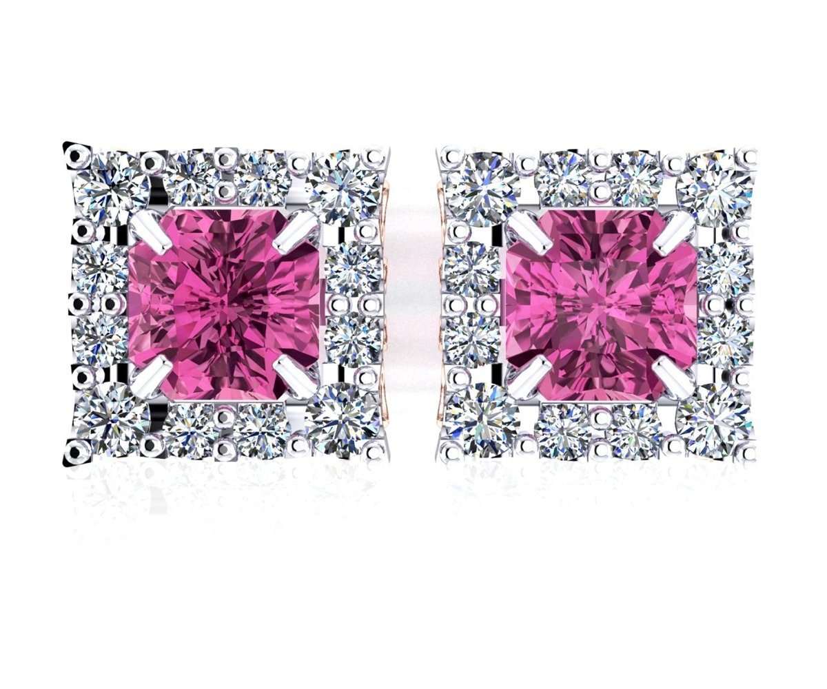 18ct White gold brilliant octagonal master cut pink spinel diamond halo studs - ForeverJewels Design Studio 8