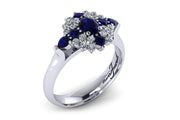 18ct White gold cluster blue sapphire and diamond ring - ForeverJewels Design Studio 8
