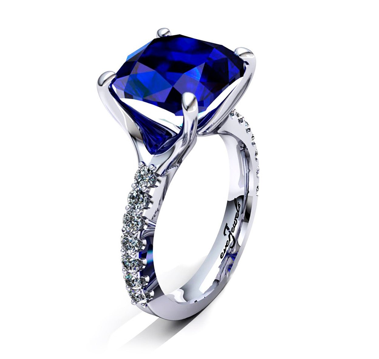 18ct White gold cushion cut tanzanite diamond dress ring - ForeverJewels Design Studio 8