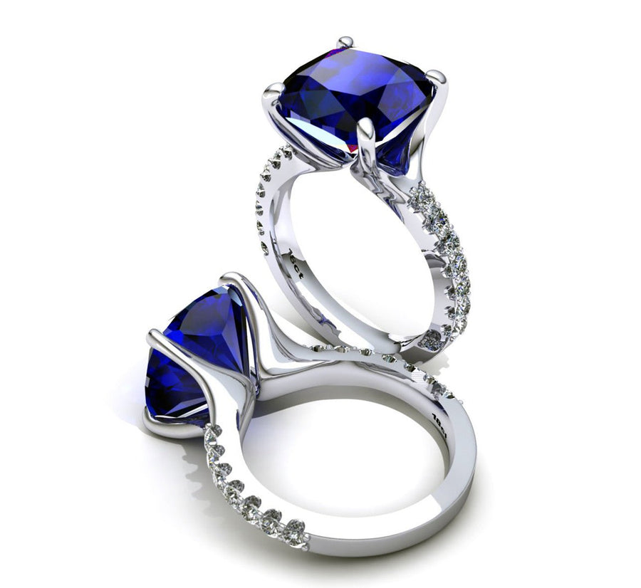 18ct White gold cushion cut tanzanite diamond dress ring - ForeverJewels Design Studio 8