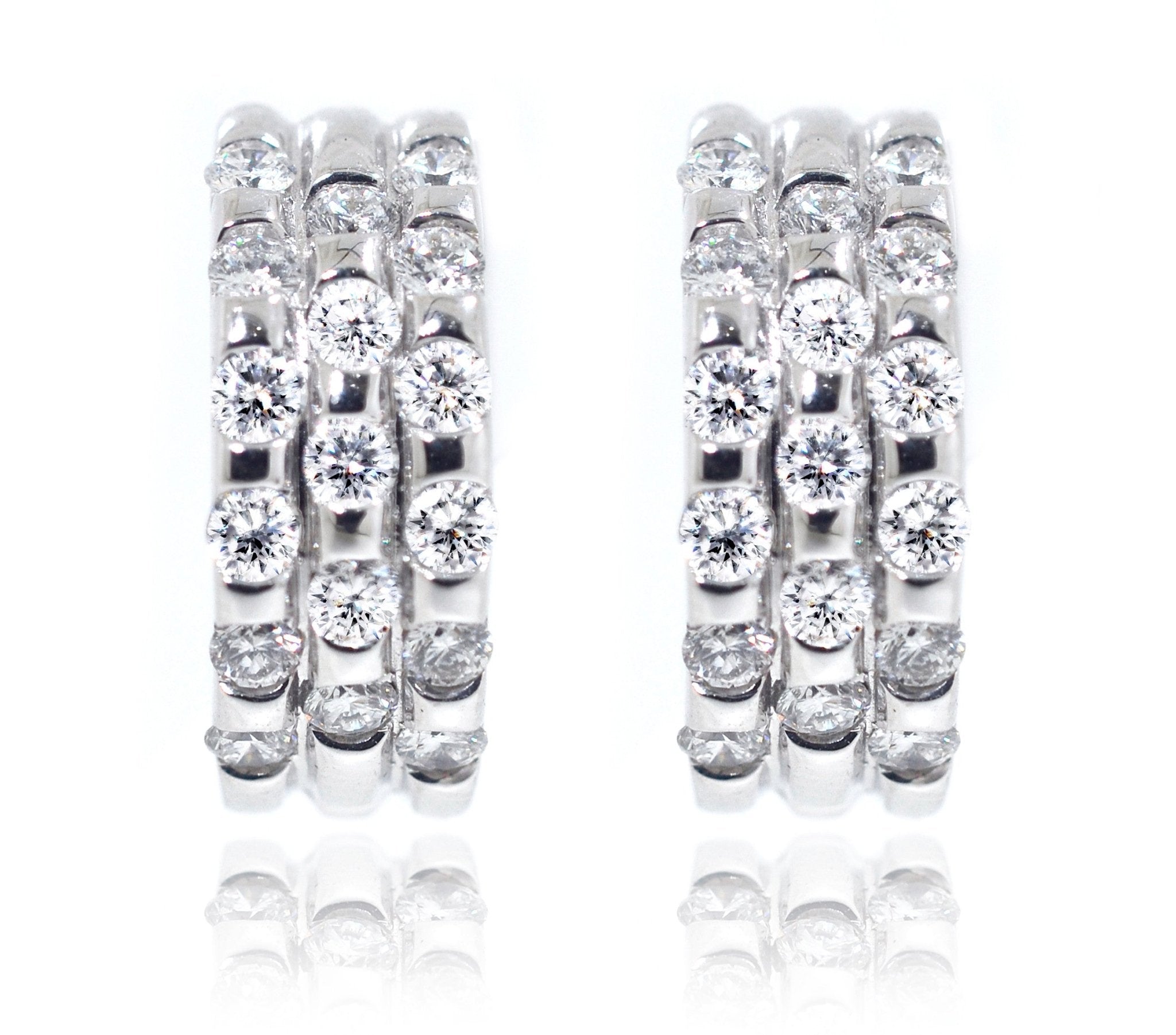 18ct White Gold Diamond Set Wide Huggies Earrings - ForeverJewels Design Studio 8