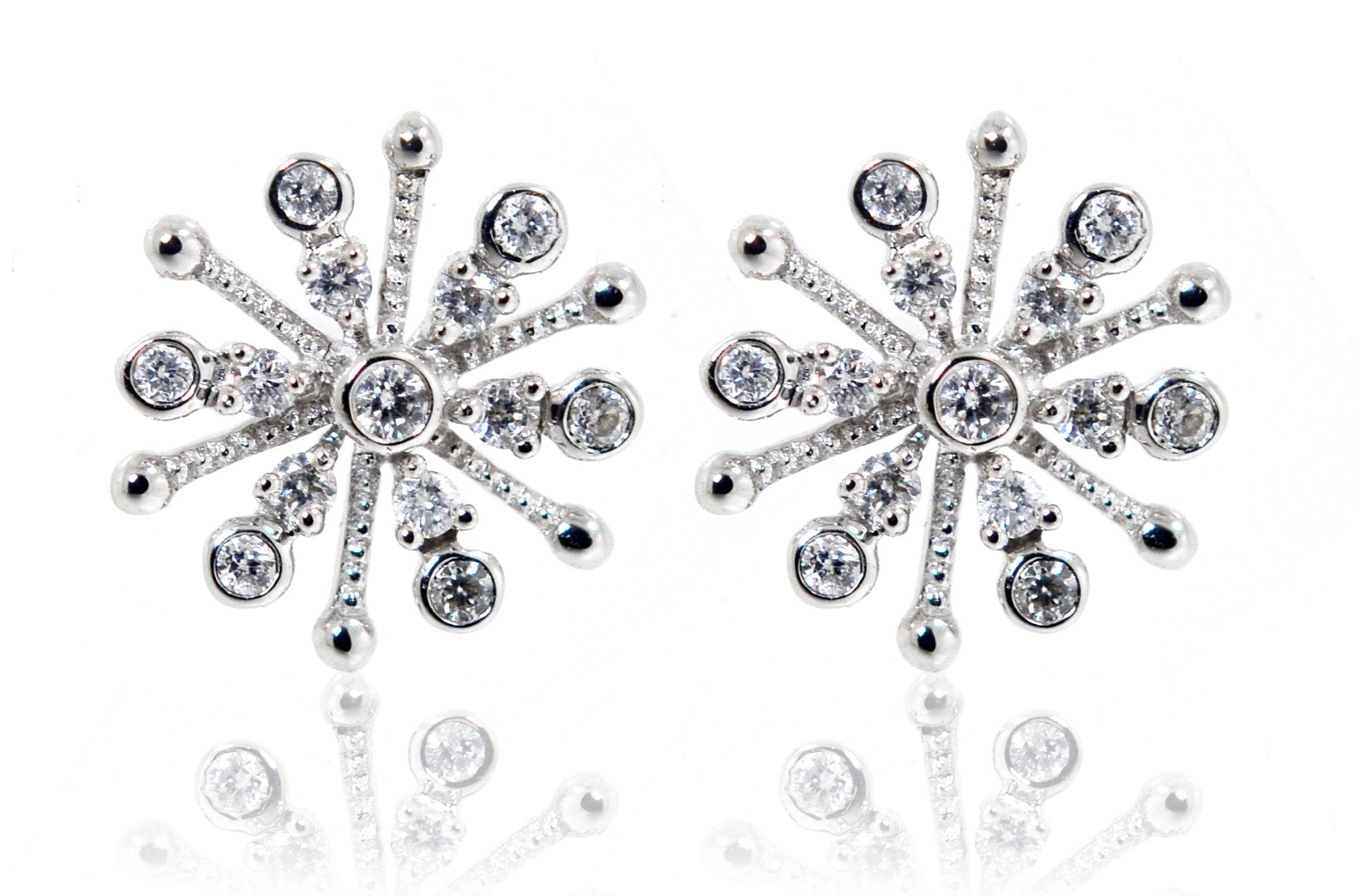 18ct White gold diamond snowflake earring studs - ForeverJewels Design Studio 8