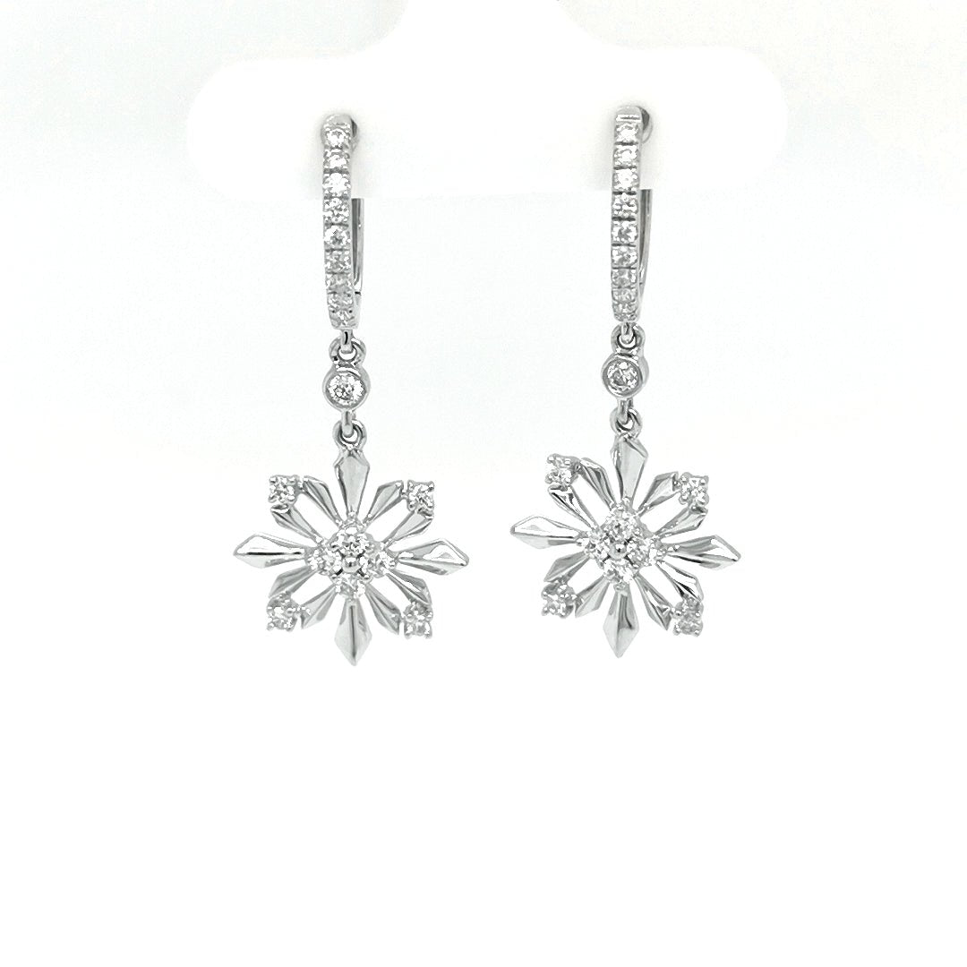 18ct White gold diamond snowflake earrings - ForeverJewels Design Studio 8