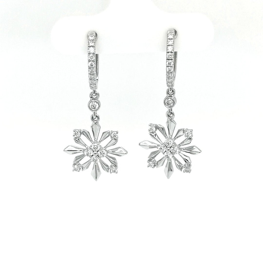 18ct White gold diamond snowflake earrings - ForeverJewels Design Studio 8