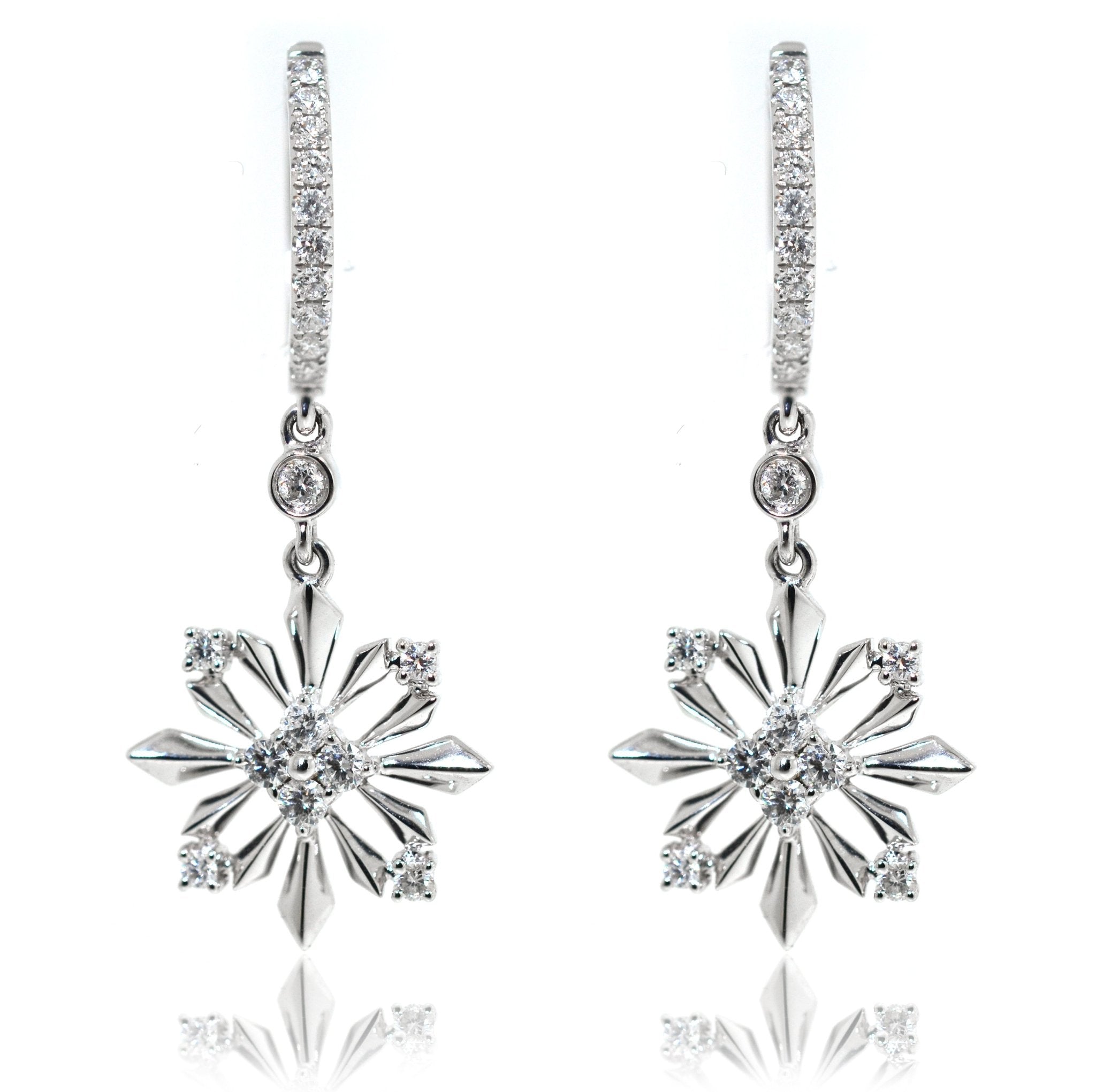 18ct White gold diamond snowflake earrings - ForeverJewels Design Studio 8