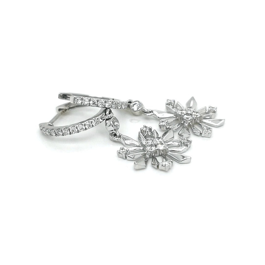 18ct White gold diamond snowflake earrings - ForeverJewels Design Studio 8