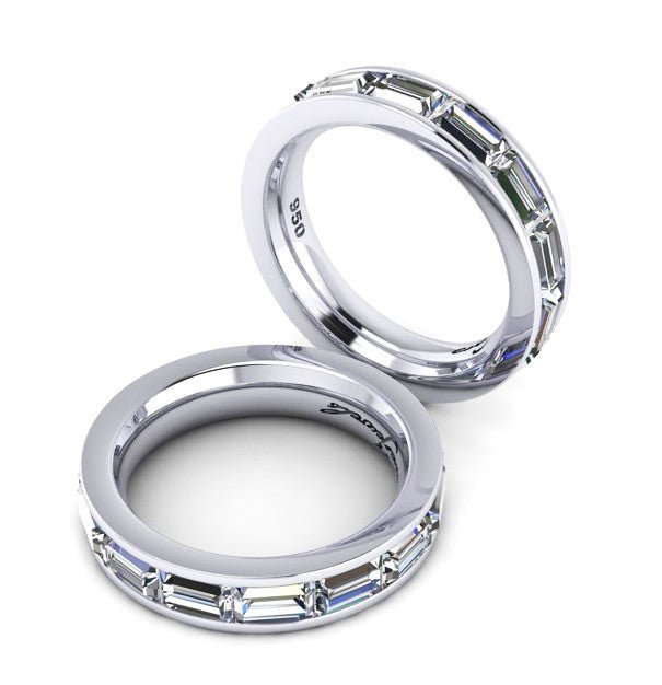18ct White gold emerald cut diamond eternity wedding band - ForeverJewels Design Studio 8