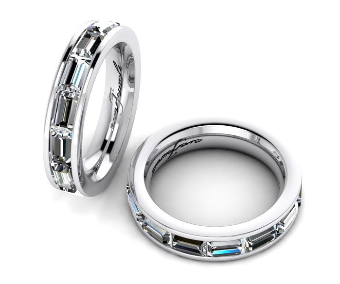 18ct White gold emerald cut diamond eternity wedding band - ForeverJewels Design Studio 8