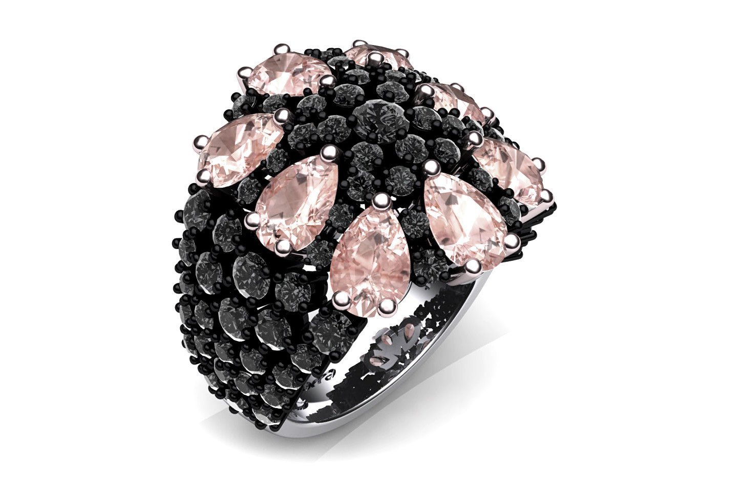 18ct White gold morganite & black diamond ring - ForeverJewels Design Studio 8