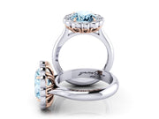 18ct White gold oval aquamarine diamond halo ring - ForeverJewels Design Studio 8