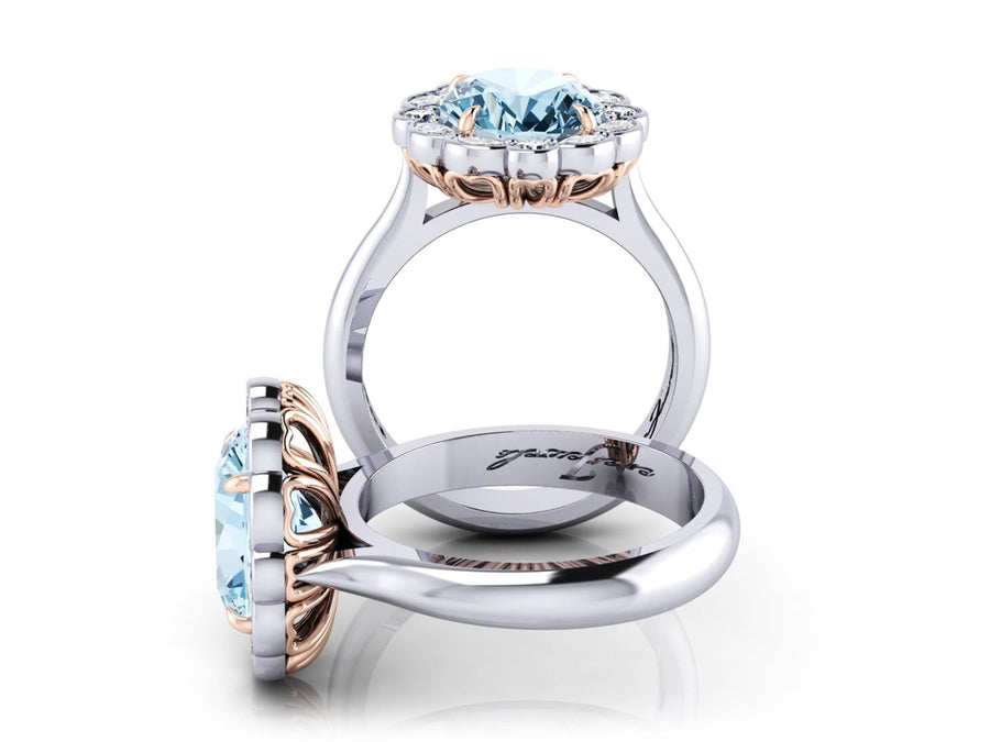 18ct White gold oval aquamarine diamond halo ring - ForeverJewels Design Studio 8