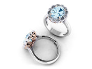 18ct White gold oval aquamarine diamond halo ring - ForeverJewels Design Studio 8
