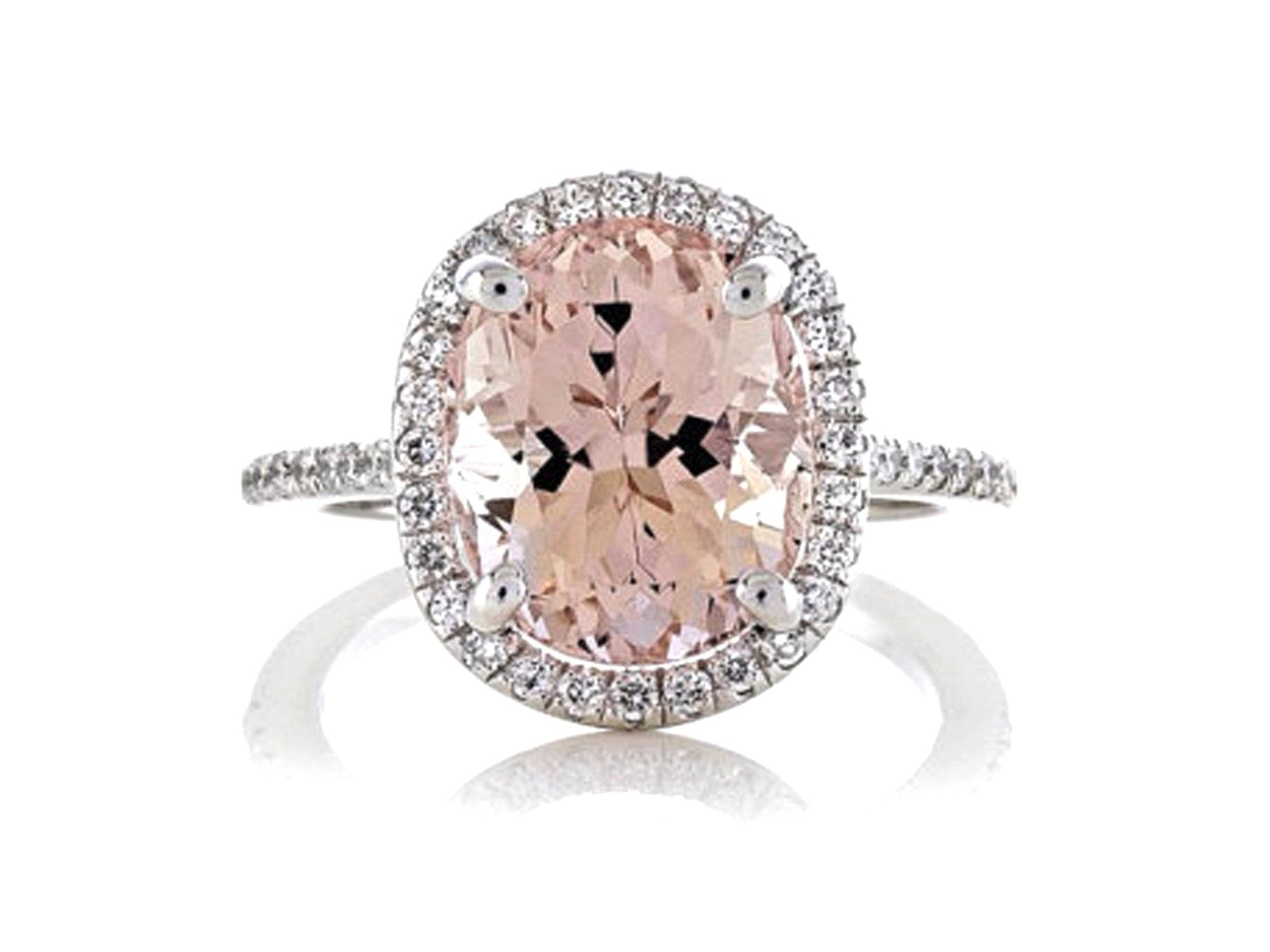 18ct White gold oval pink morganite Diamond halo ring - ForeverJewels Design Studio 8