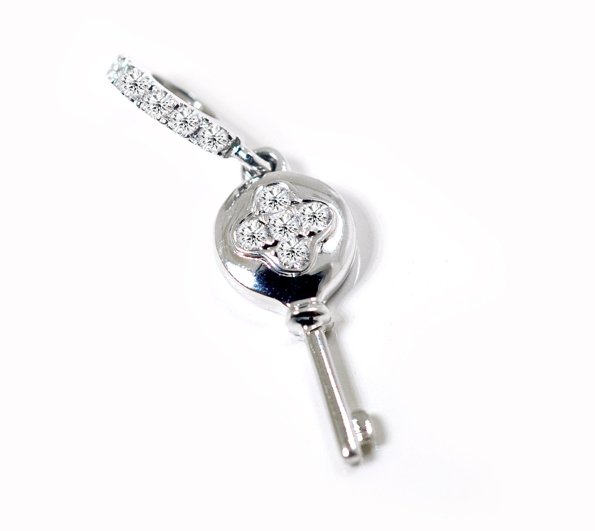 18ct White gold pave diamond key charm - ForeverJewels Design Studio 8