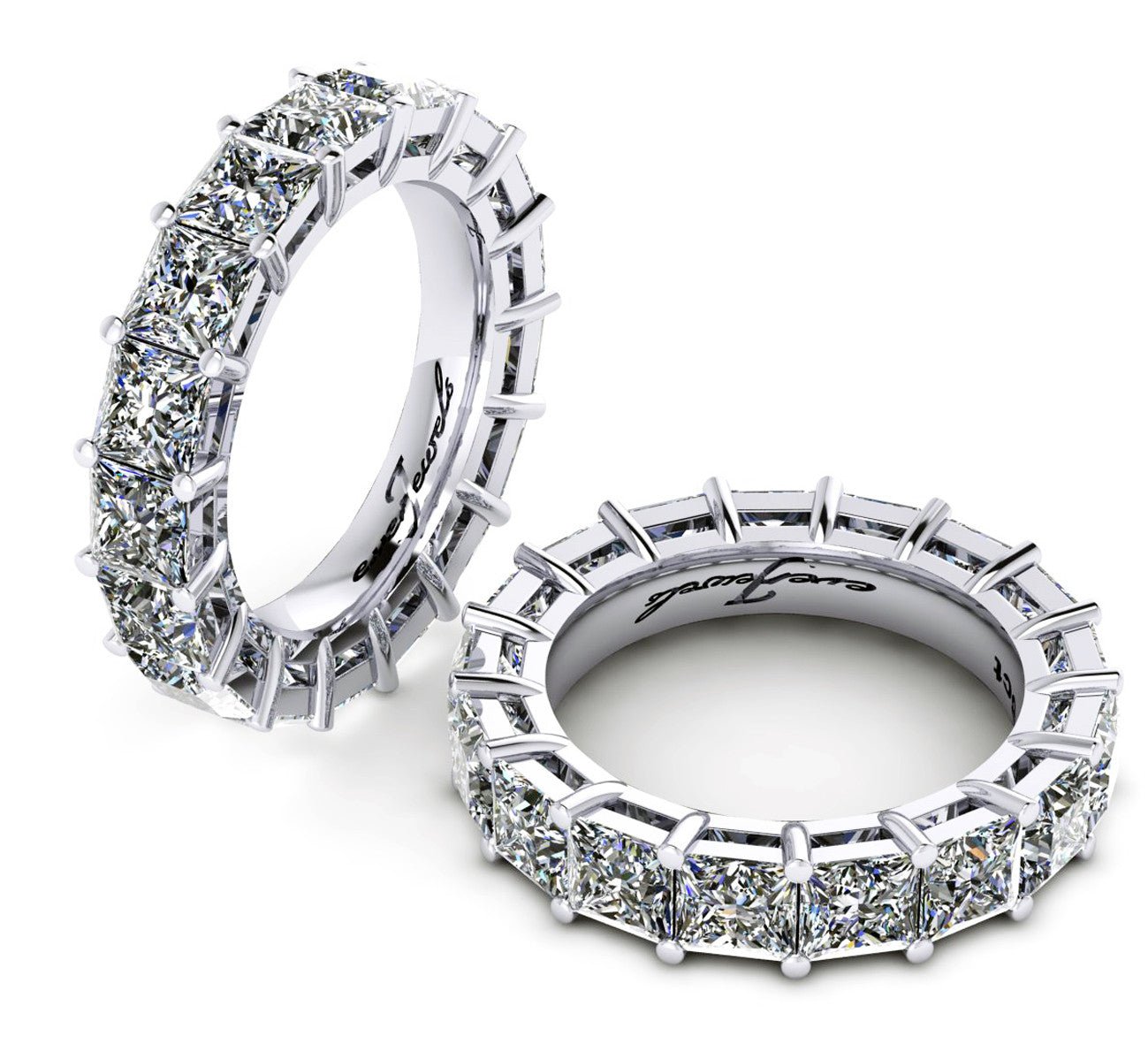 18ct White gold princess cut diamond eternity wedding band - ForeverJewels Design Studio 8