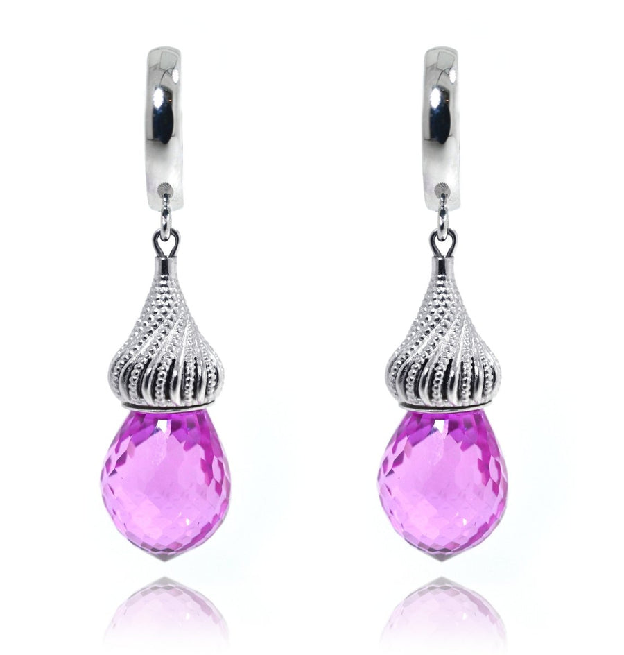 18ct White gold purple topaz drop earrings - ForeverJewels Design Studio 8