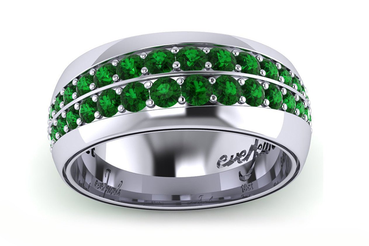 18ct White gold round emerald grain set ring band - ForeverJewels Design Studio 8