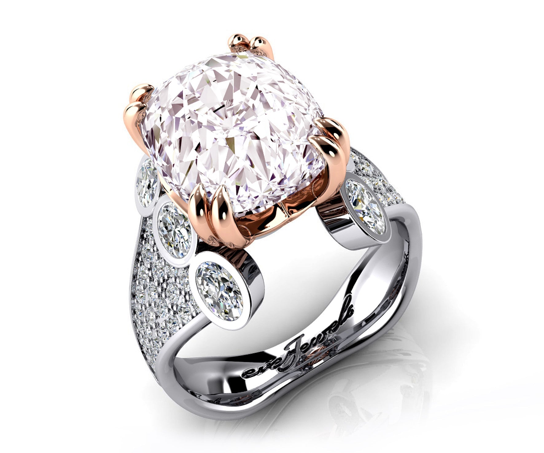 18ct White & rose gold cushion fancy cut morganite dress ring - ForeverJewels Design Studio 8