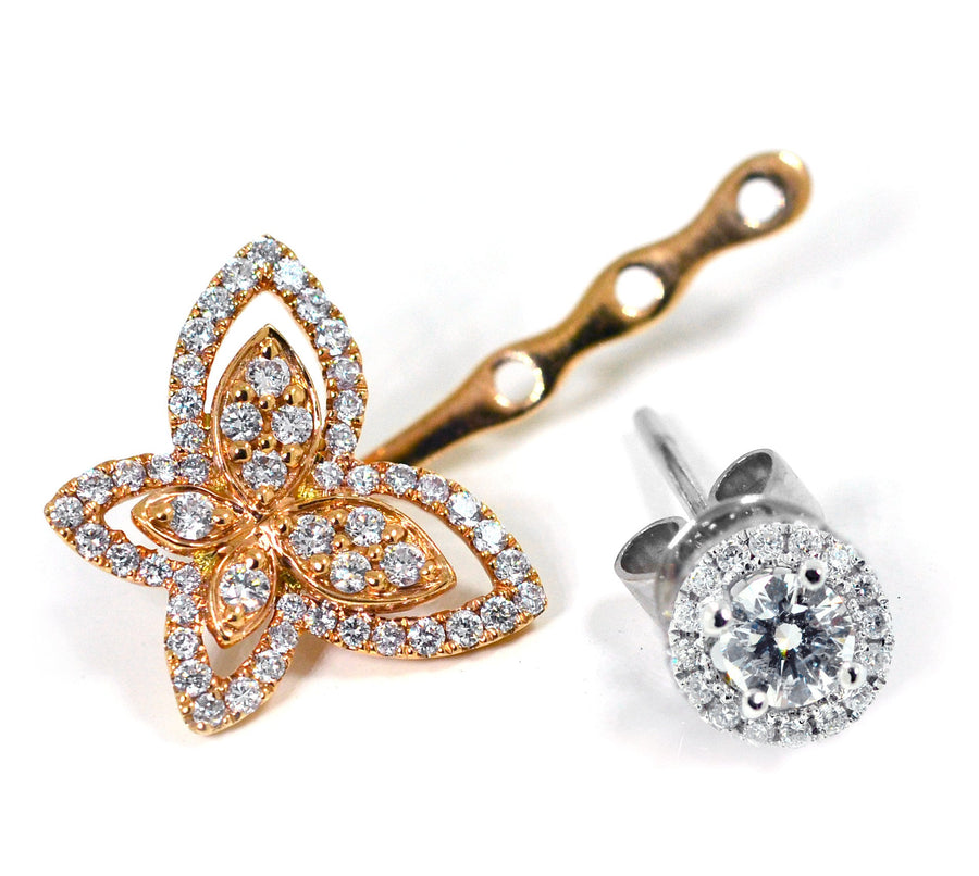 18ct White & Rose gold diamond butterfly earrings - ForeverJewels Design Studio 8