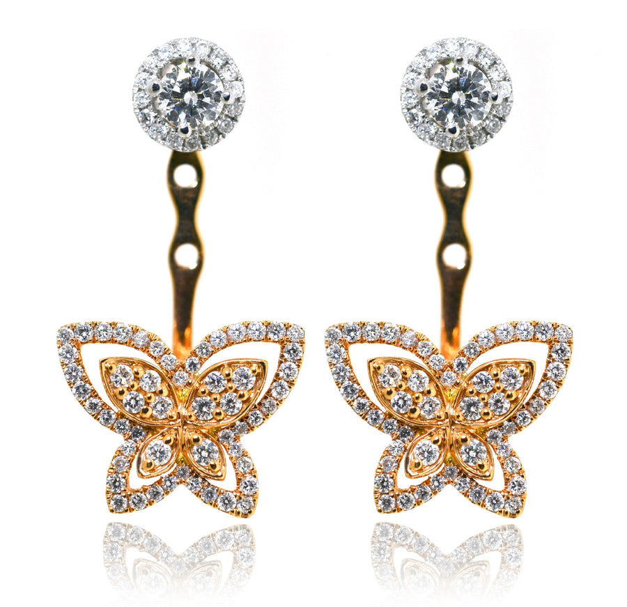 18ct White & Rose gold diamond butterfly earrings - ForeverJewels Design Studio 8