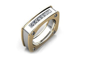 18ct White & yellow gold gents ring bezel set with princess cut diamonds - ForeverJewels Design Studio 8